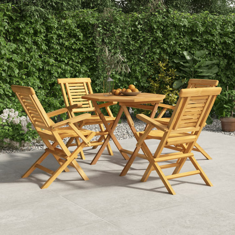 ClassicLiving 5 Piece Garden Dining Set Solid Wood Teak Wayfair.co.uk